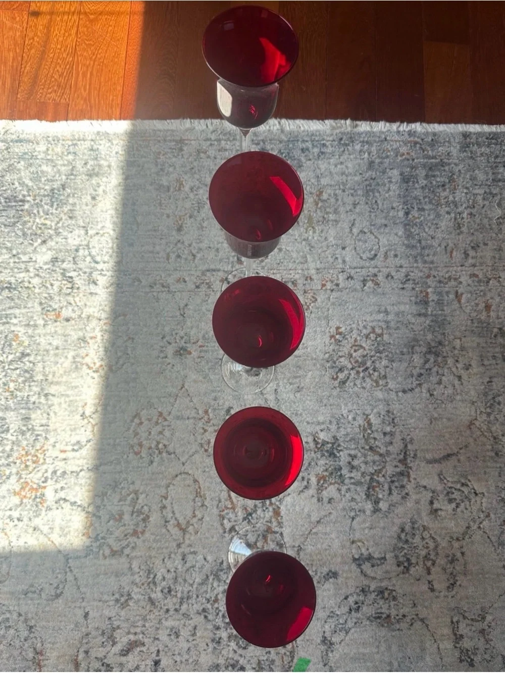 Vintage Ruby Red Glass Votive Candle Holder Set – Set of 5